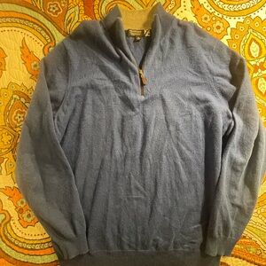 Saks Fifth Avenue Men's 100% scottish wool Navy Zip-Up Sweater